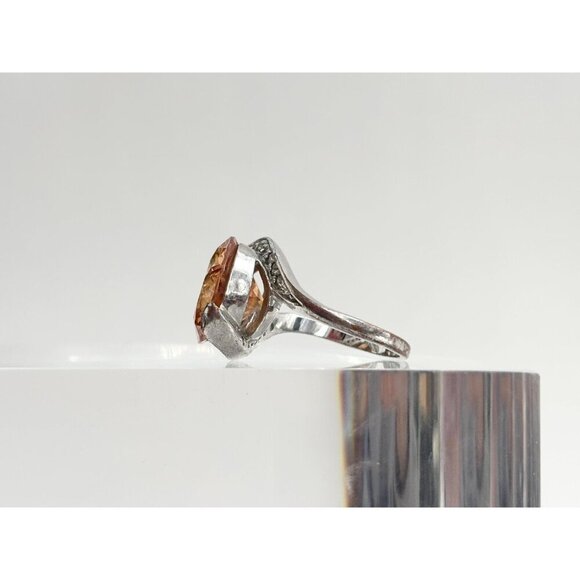 Bypass Shank 18k HGE Electroplated Gold Multi Gemstone Vintage Ring - sz 8.75 - Picture 5 of 10